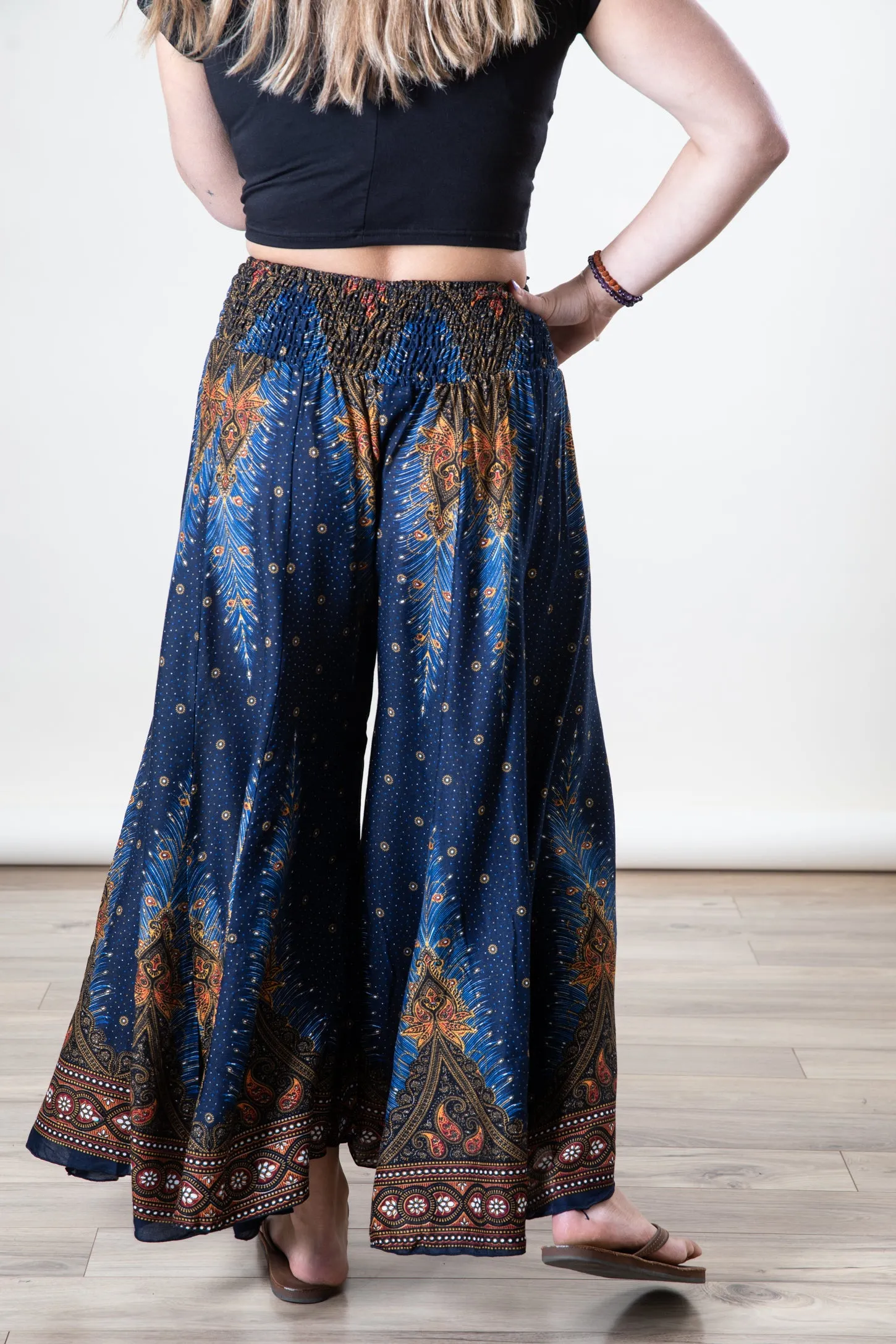 Peacock Feather Flare Pants