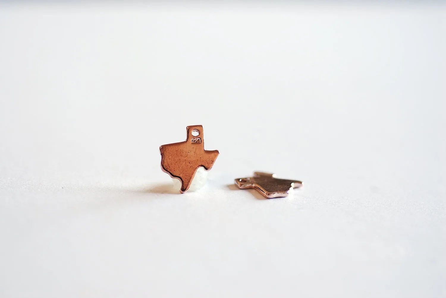 Pink Rose Wholesale Gold Vermeil Texas State Blank Charm- 22k rose gold plated Sterling Silver Texas Charm Pendant, Lone star Charm, Texas Heart, 308