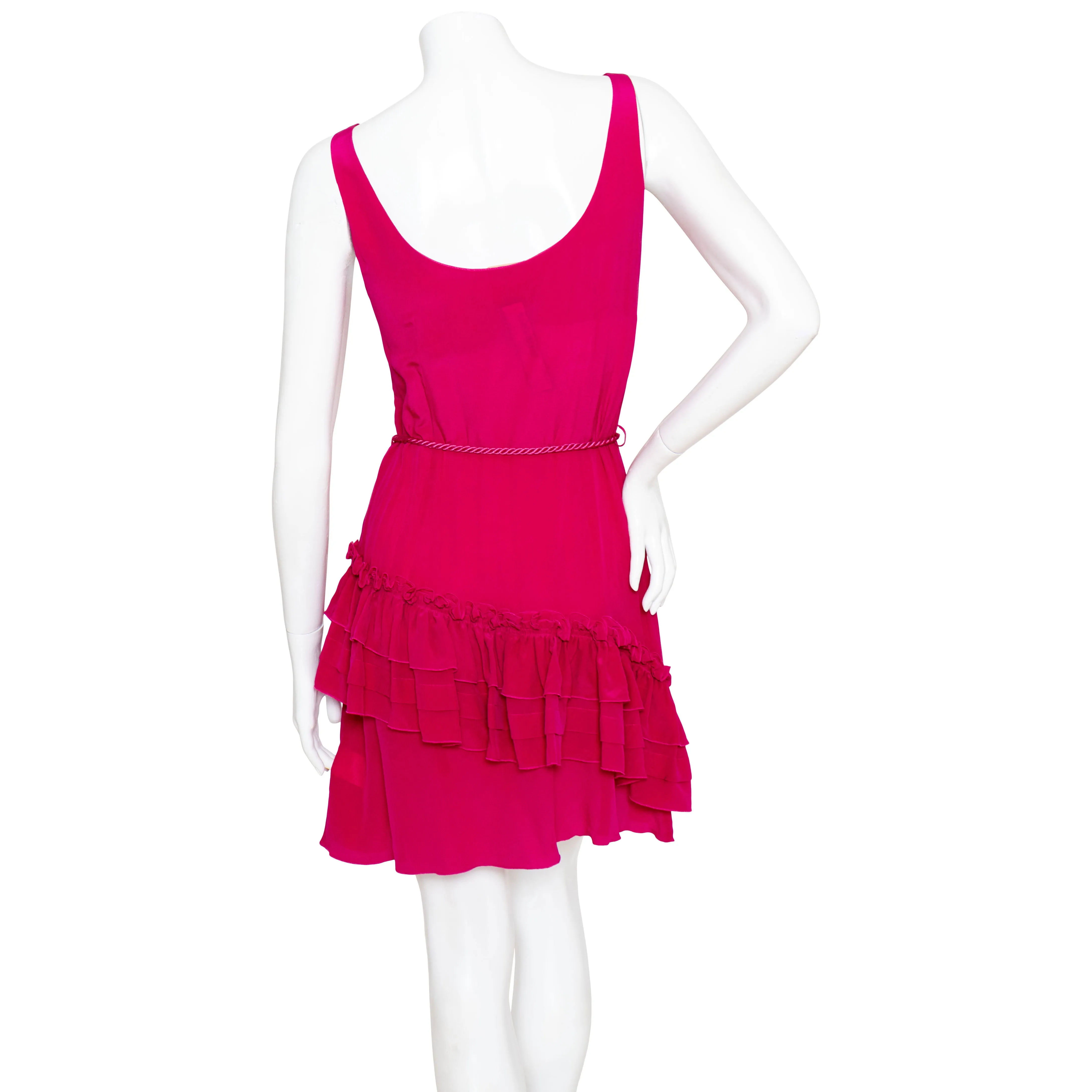 Pink Silk Georgette Ruffled Dress