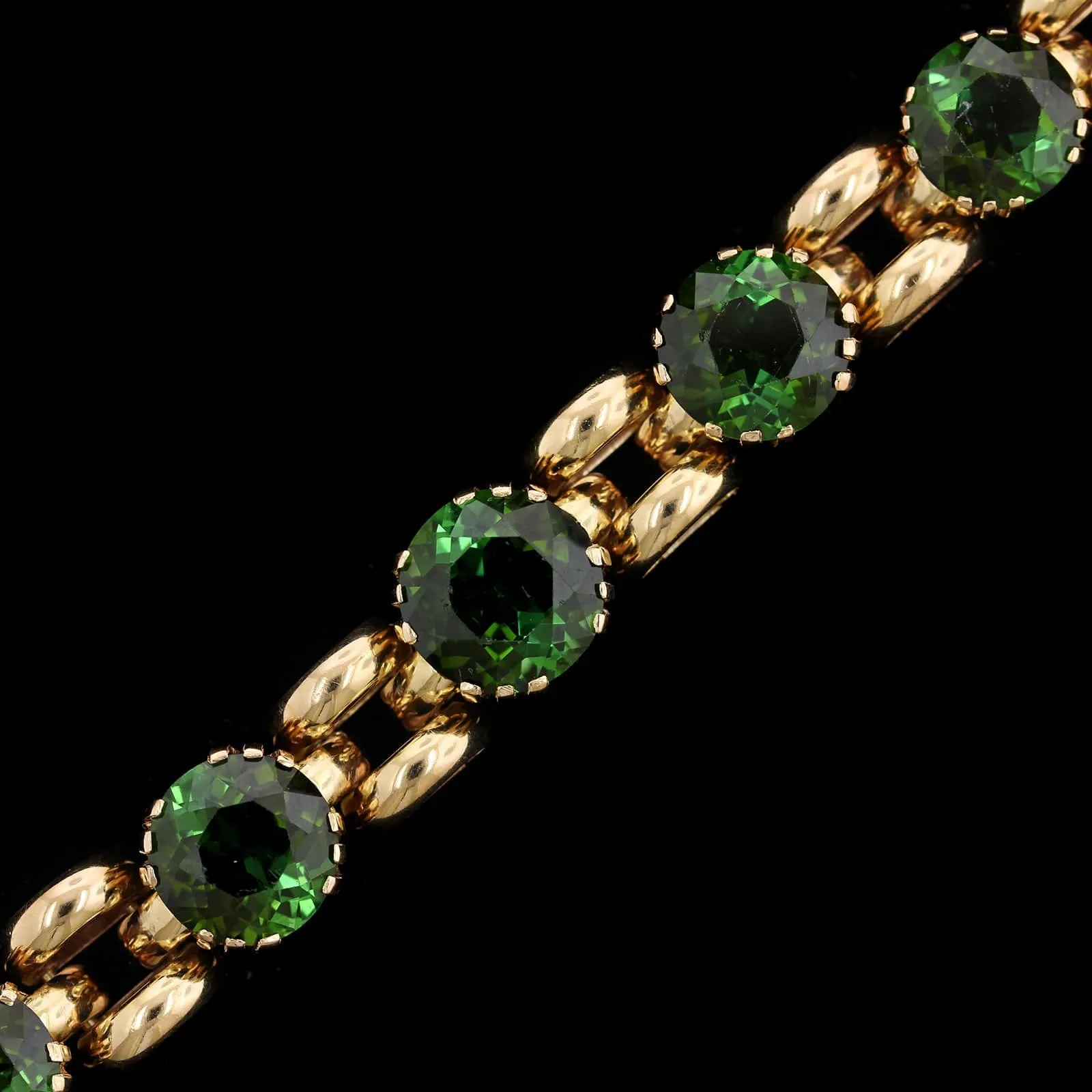 Retro 18K Yellow Gold Estate Tourmaline Bracelet