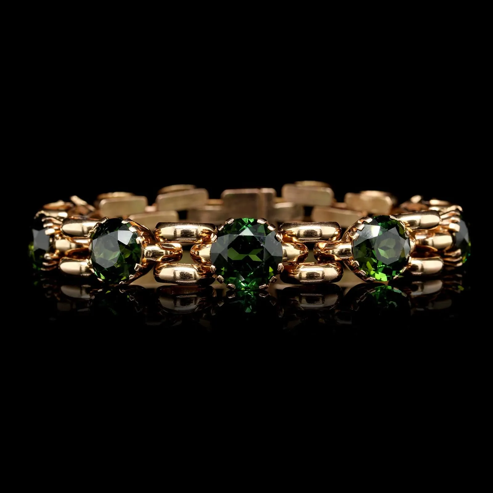 Retro 18K Yellow Gold Estate Tourmaline Bracelet