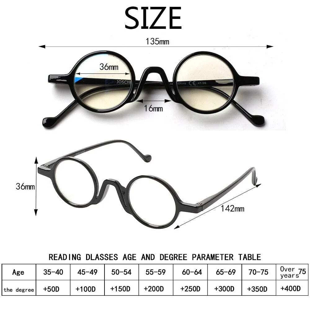 Retro Round Reading Glasses Blue Light Blocking Mini Small Comfortable Readers for Women Men