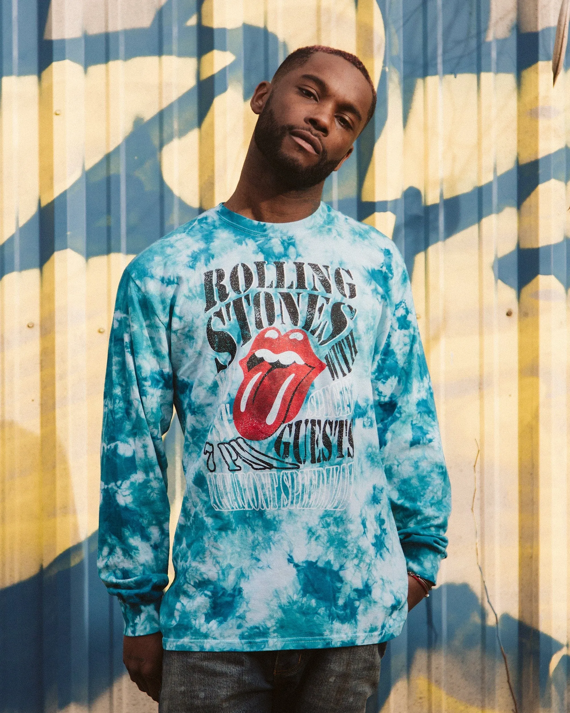 Rolling Stones Altamont Speedway Teal Cloud Tie Dye Long Sleeve Tee (FINAL SALE)