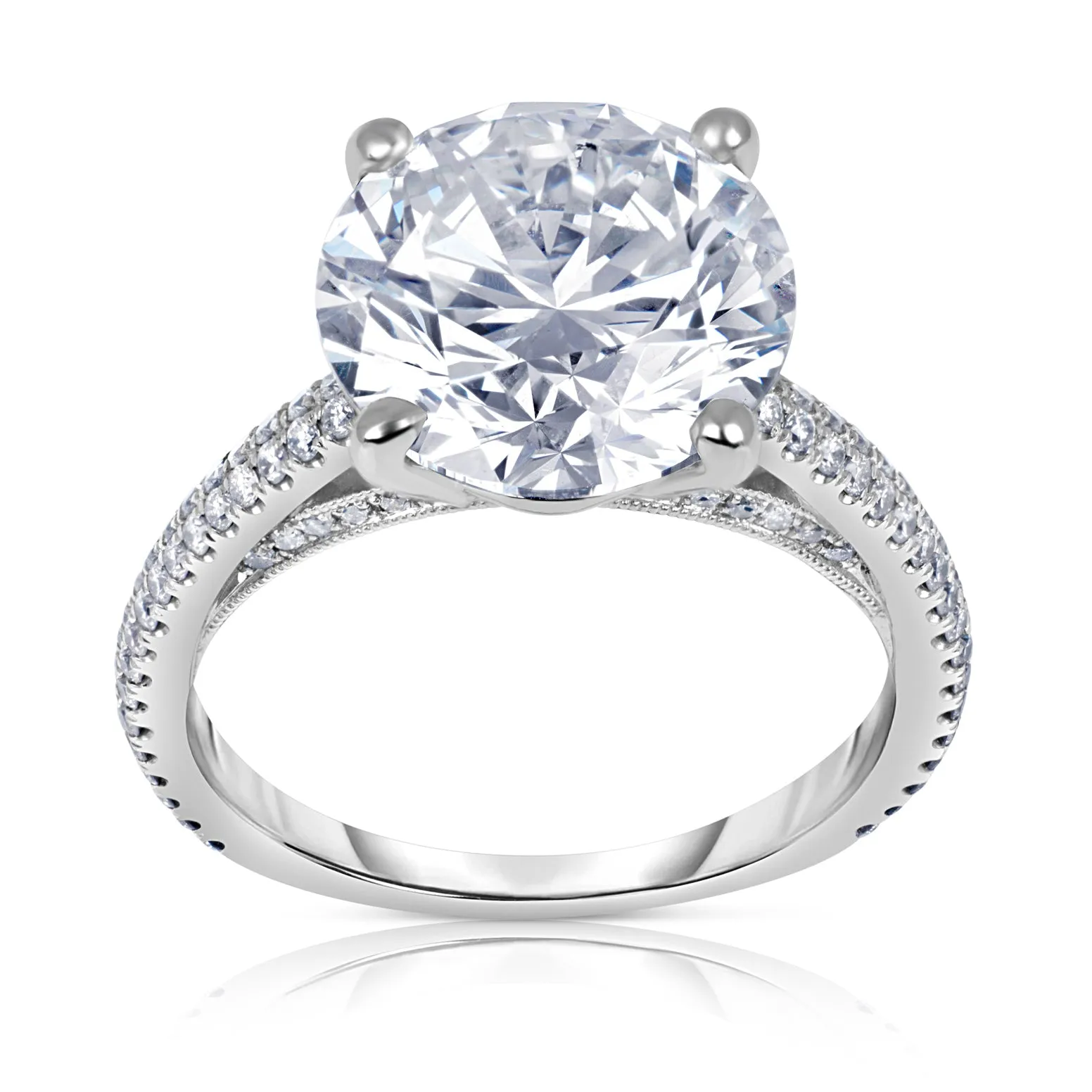 Round 5.04 Carat GIA Ideal Cut Diamond 18K White Gold Engagement Ring