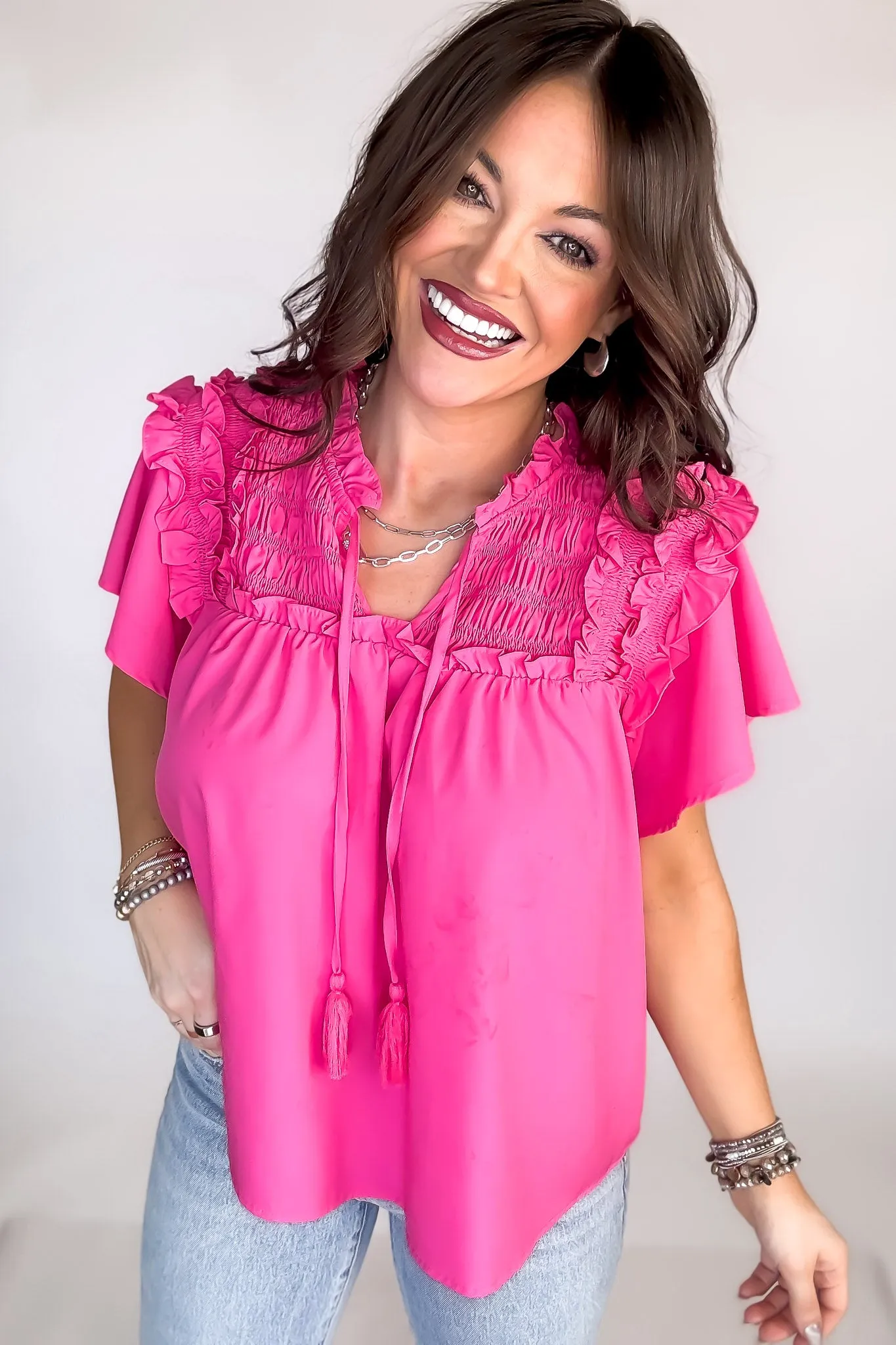 Seize The Day Pink Ruffle Top