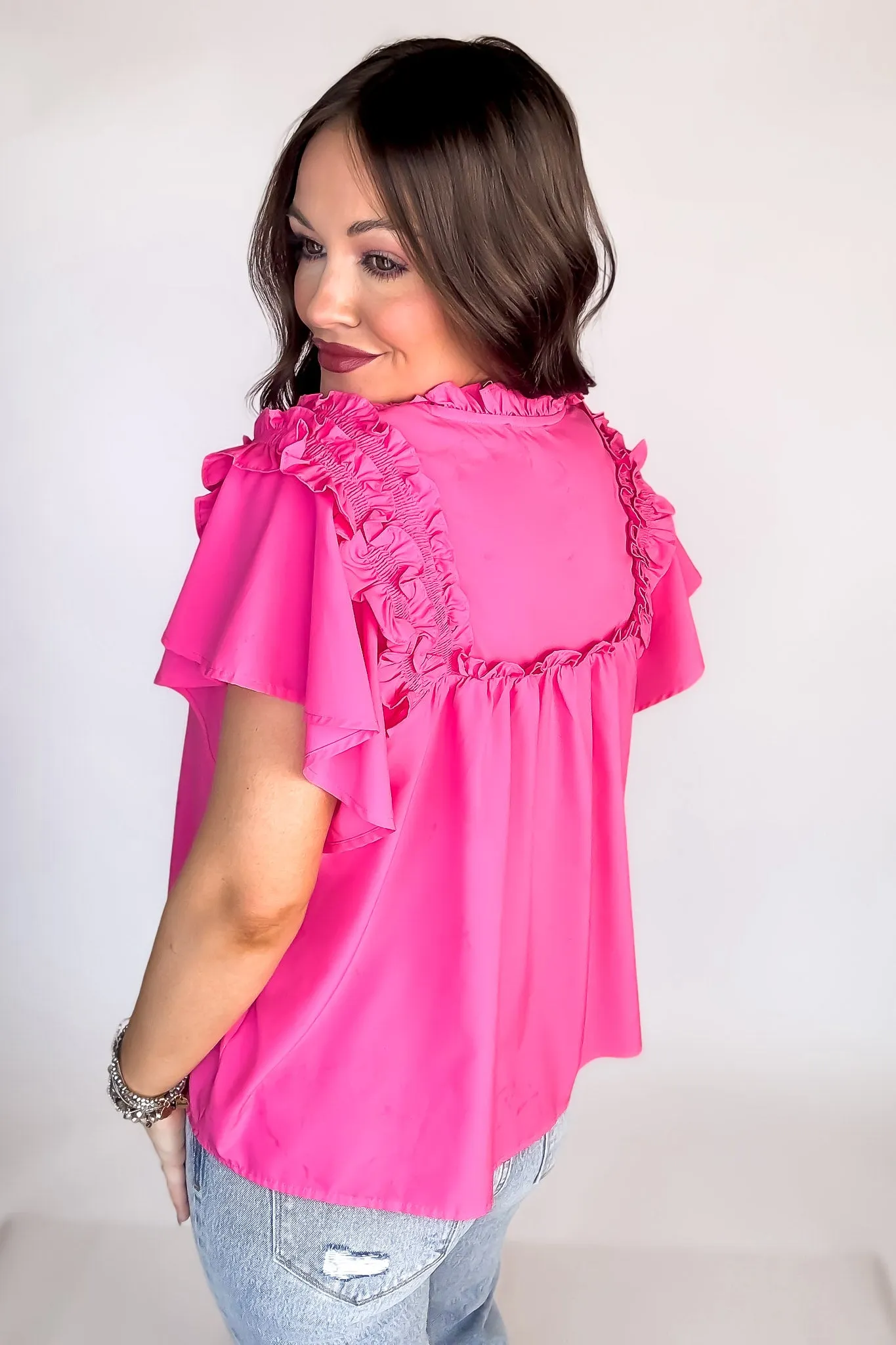 Seize The Day Pink Ruffle Top