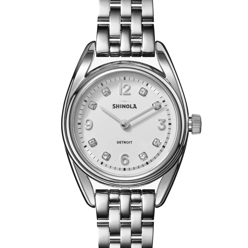 Shinola 30mm Derby Silver Diamond Dial Watch S0120250583