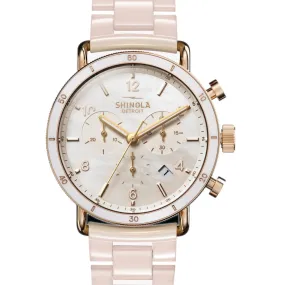 Shinola 40MM Canfield Sports Chronograph Blush Pink Ceramic Watch S0120230478