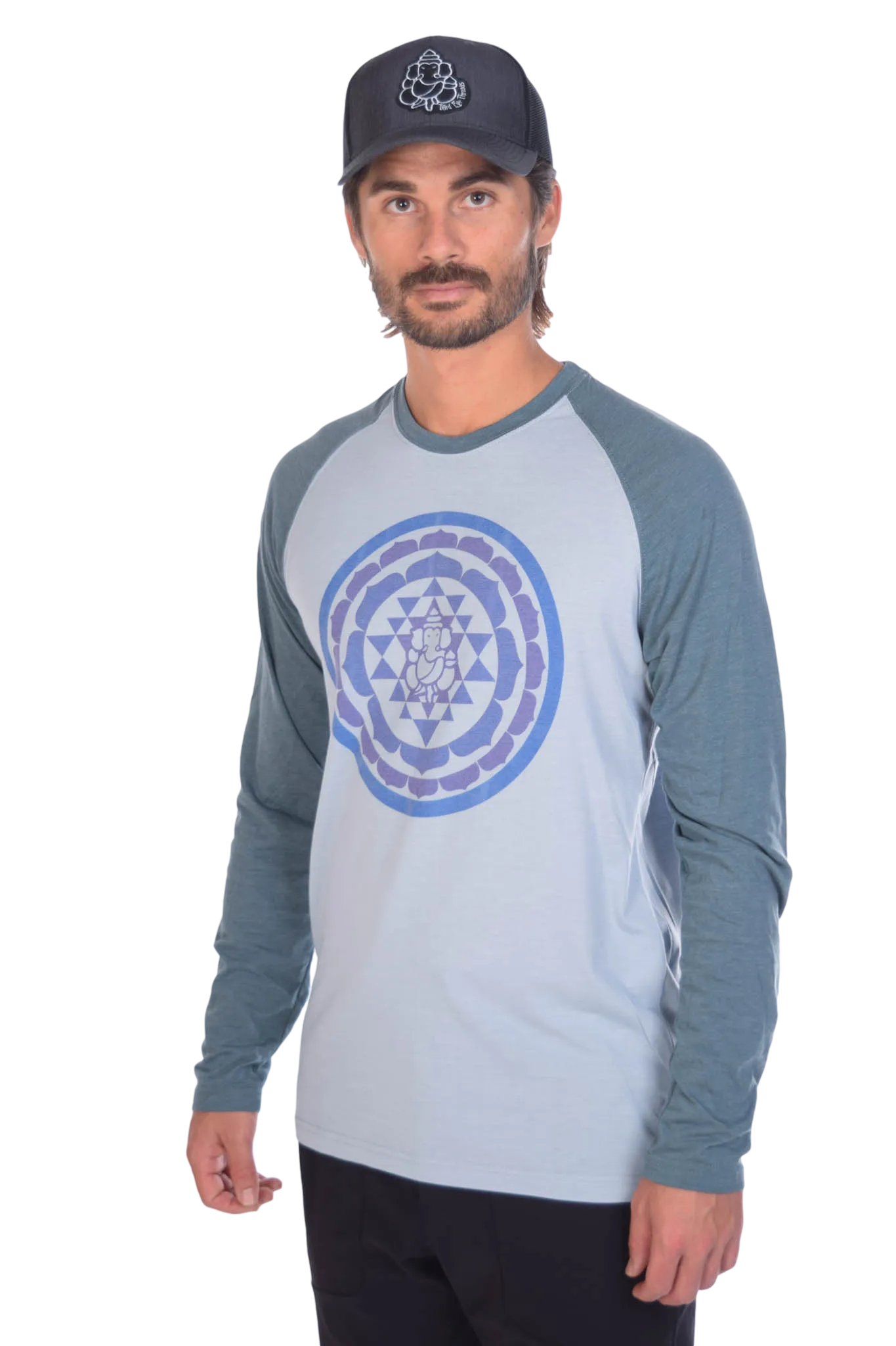 Sri Yantra on Long-Sleeve Men's Raglan