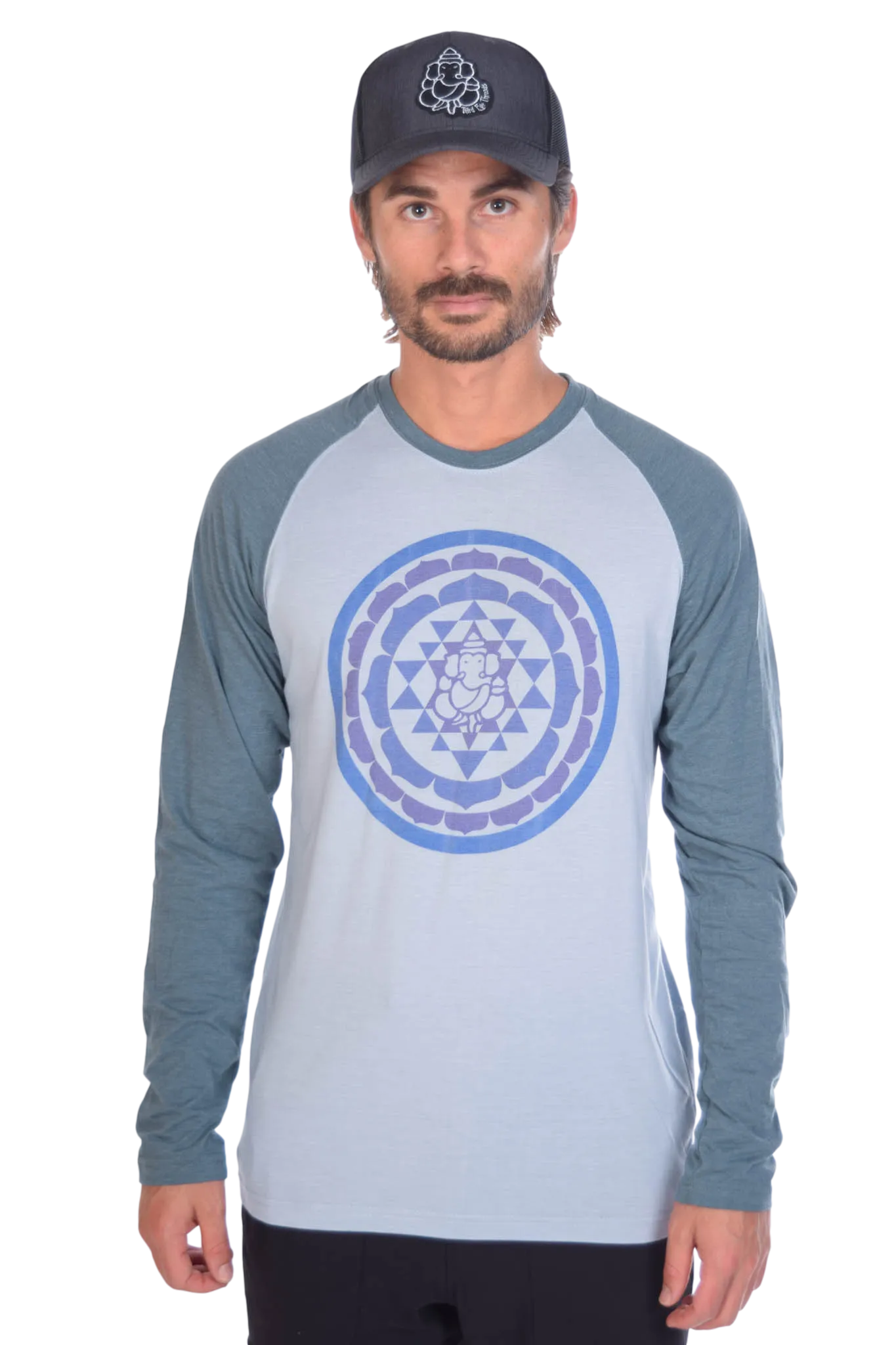 Sri Yantra on Long-Sleeve Men's Raglan