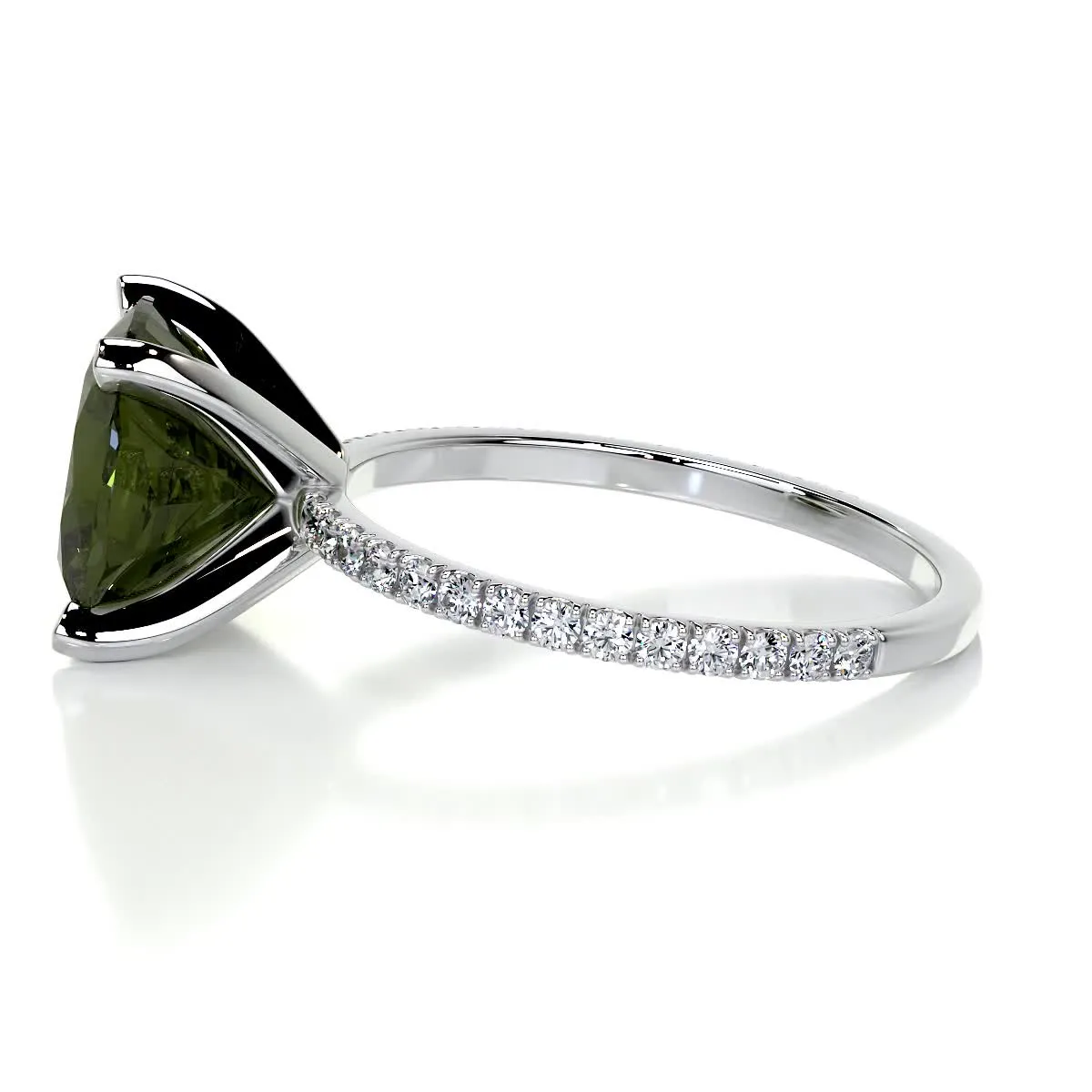 Stephanie Gemstone & Diamonds Ring   (6 Carat) -18K White Gold