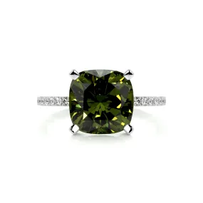 Stephanie Gemstone & Diamonds Ring   (6 Carat) -18K White Gold