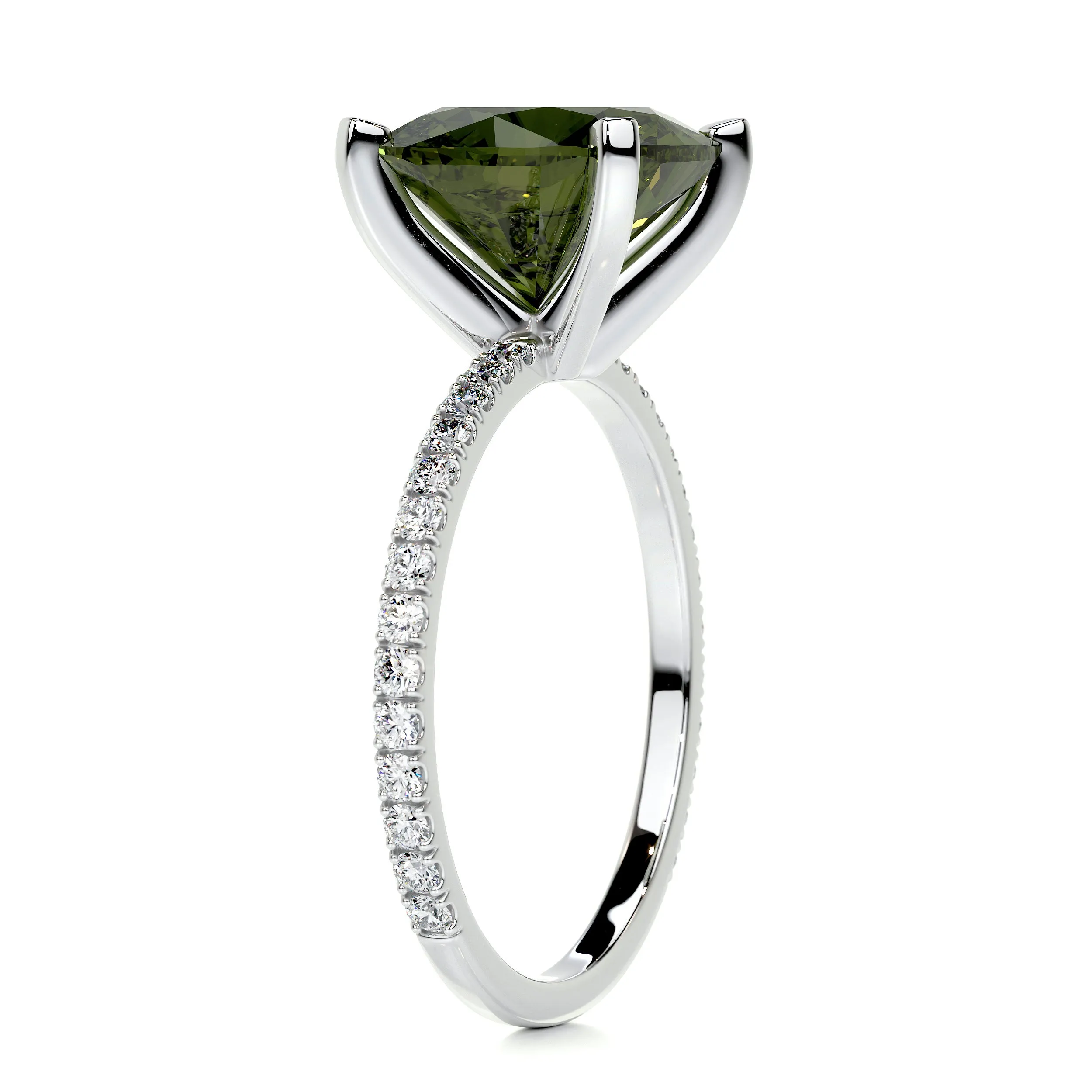 Stephanie Gemstone & Diamonds Ring   (6 Carat) -18K White Gold