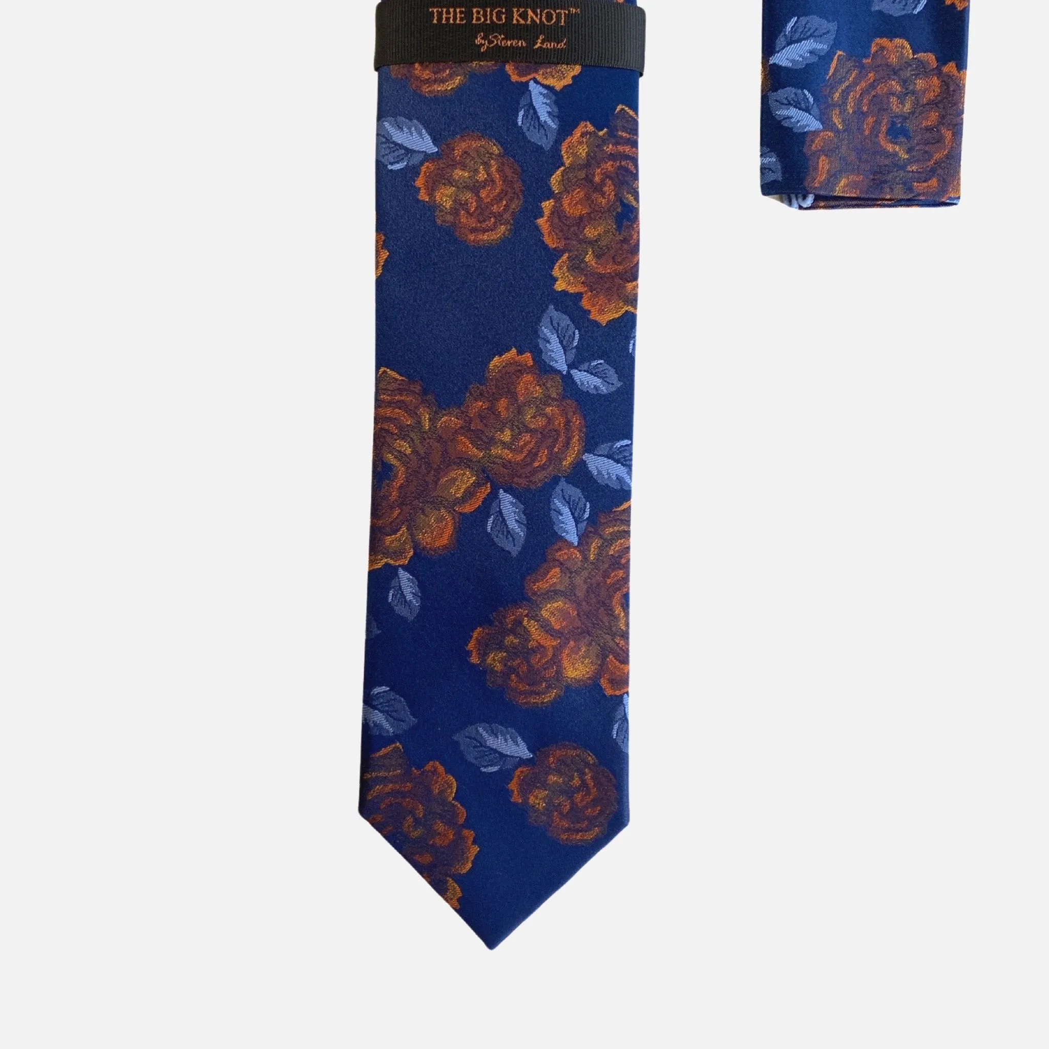 Steven Land “BW2424” Navy Silk Tie and Hanky