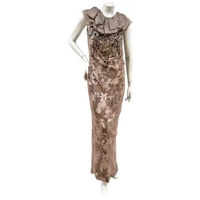 Taupe Embellished Gown