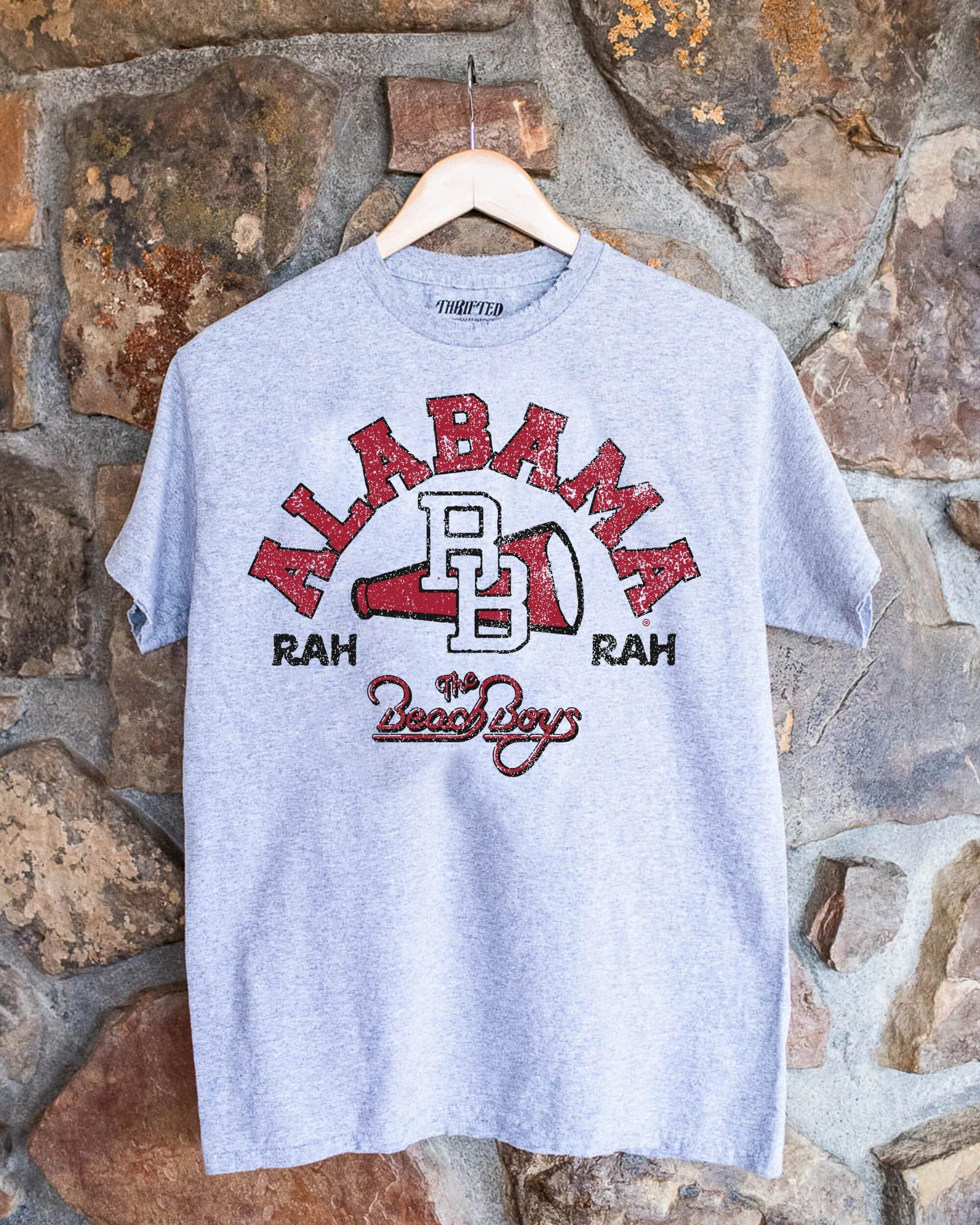 The Beach Boys Bama Crimson Tide Cheer Arch Gray Thrifted Tee