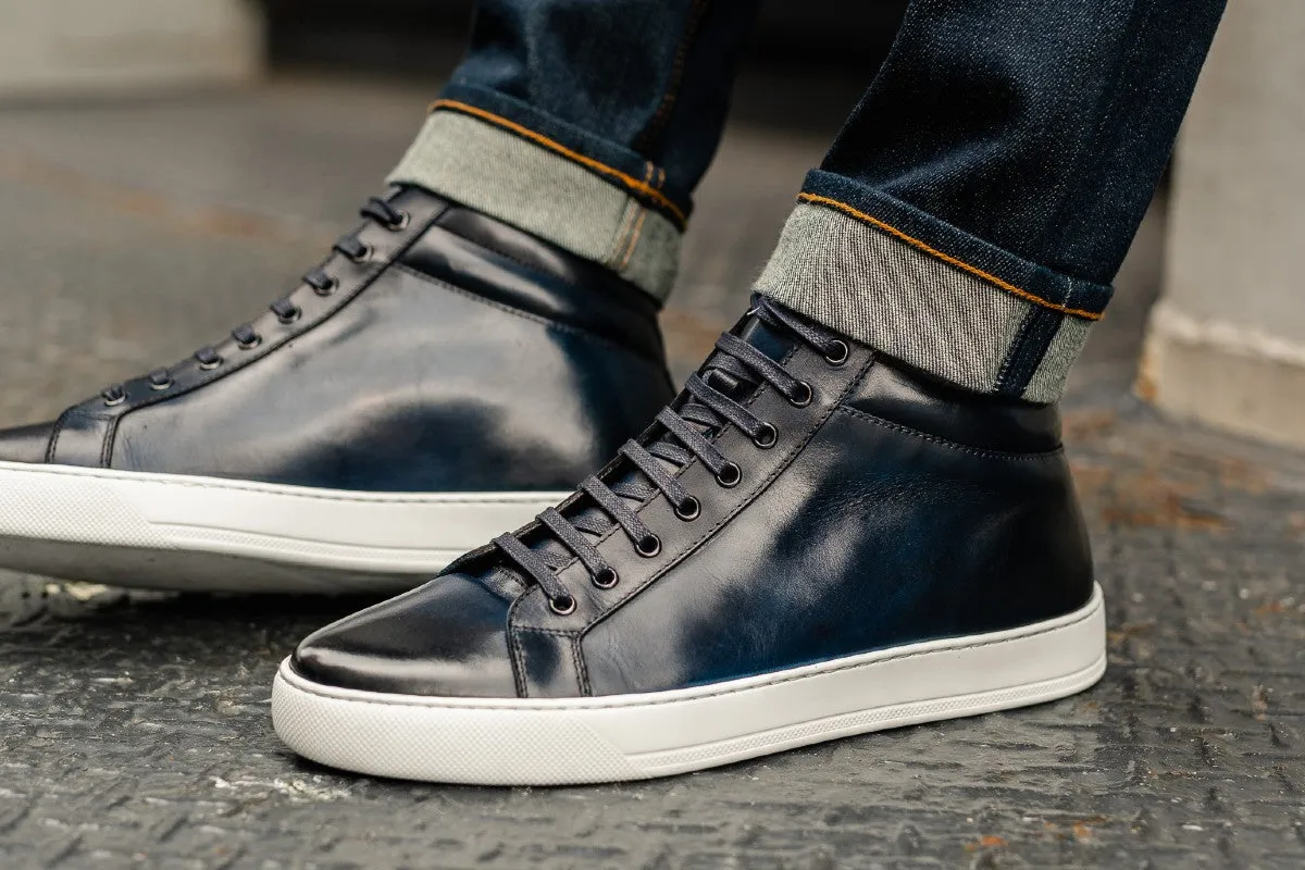 The Carter Mid-Top Sneaker - Blue - White Sole