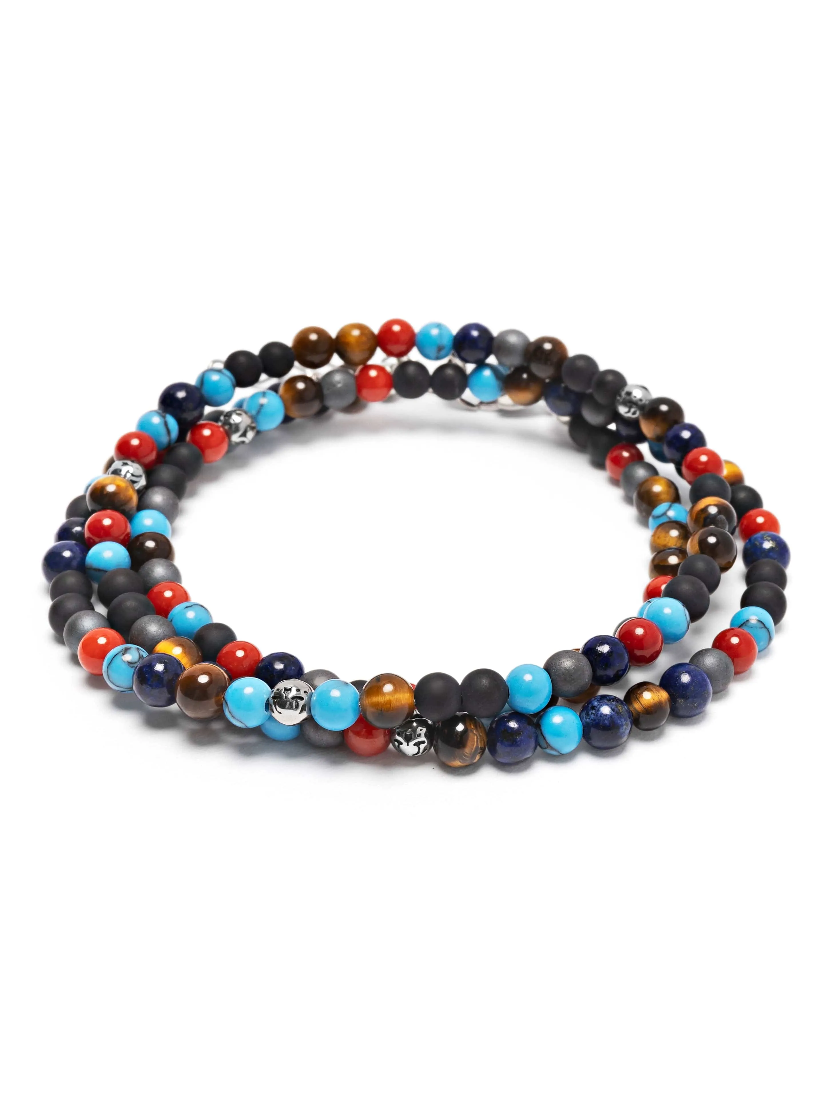 The Mykonos Collection - Turquoise, Red Glass Beads, Blue Lapis, Hematite, and Onyx