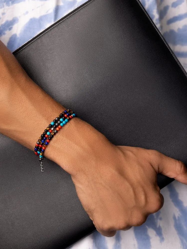 The Mykonos Collection - Turquoise, Red Glass Beads, Blue Lapis, Hematite, and Onyx