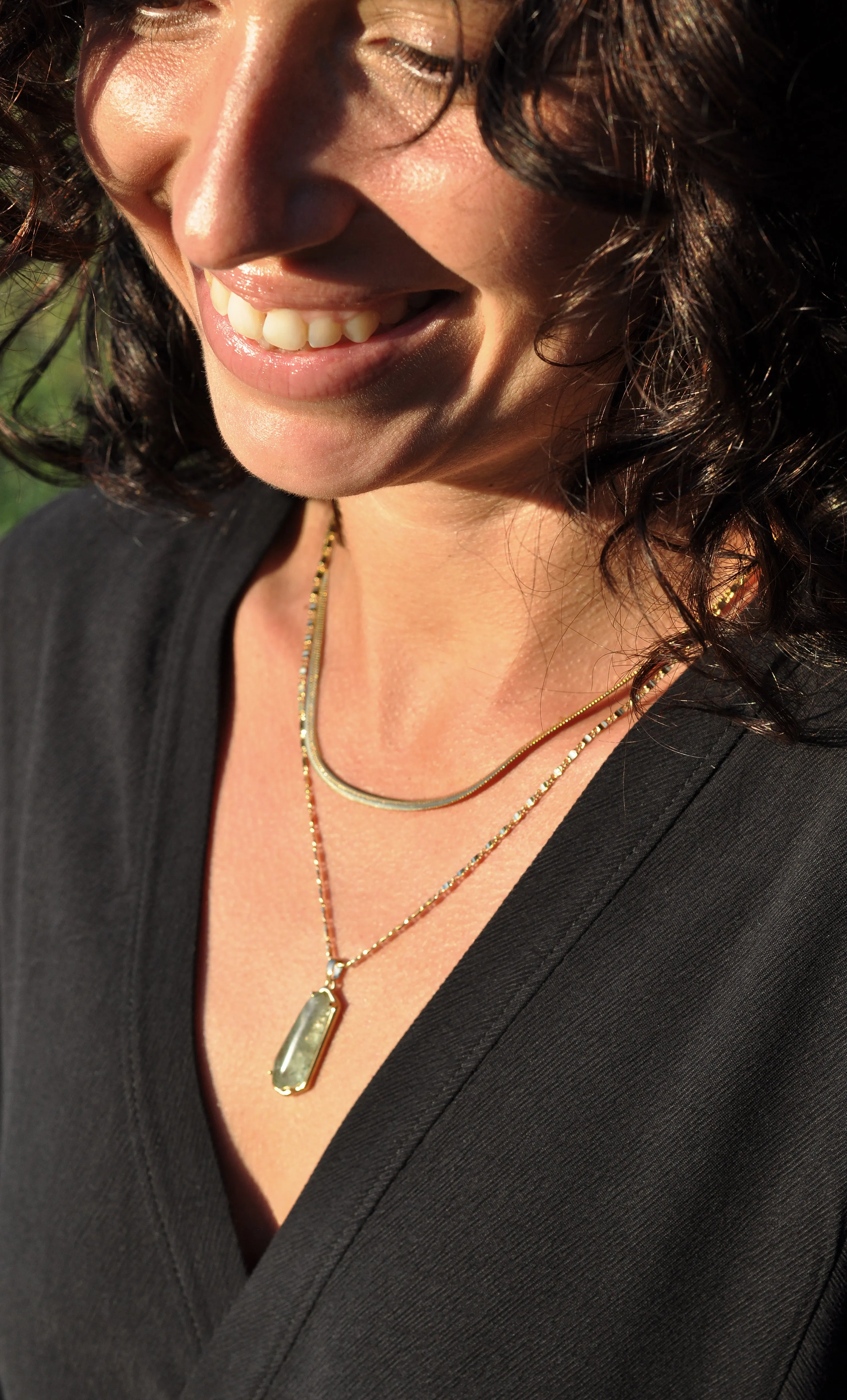 The Tunik Night Ocean Aventurine Pendant Necklace - Gold