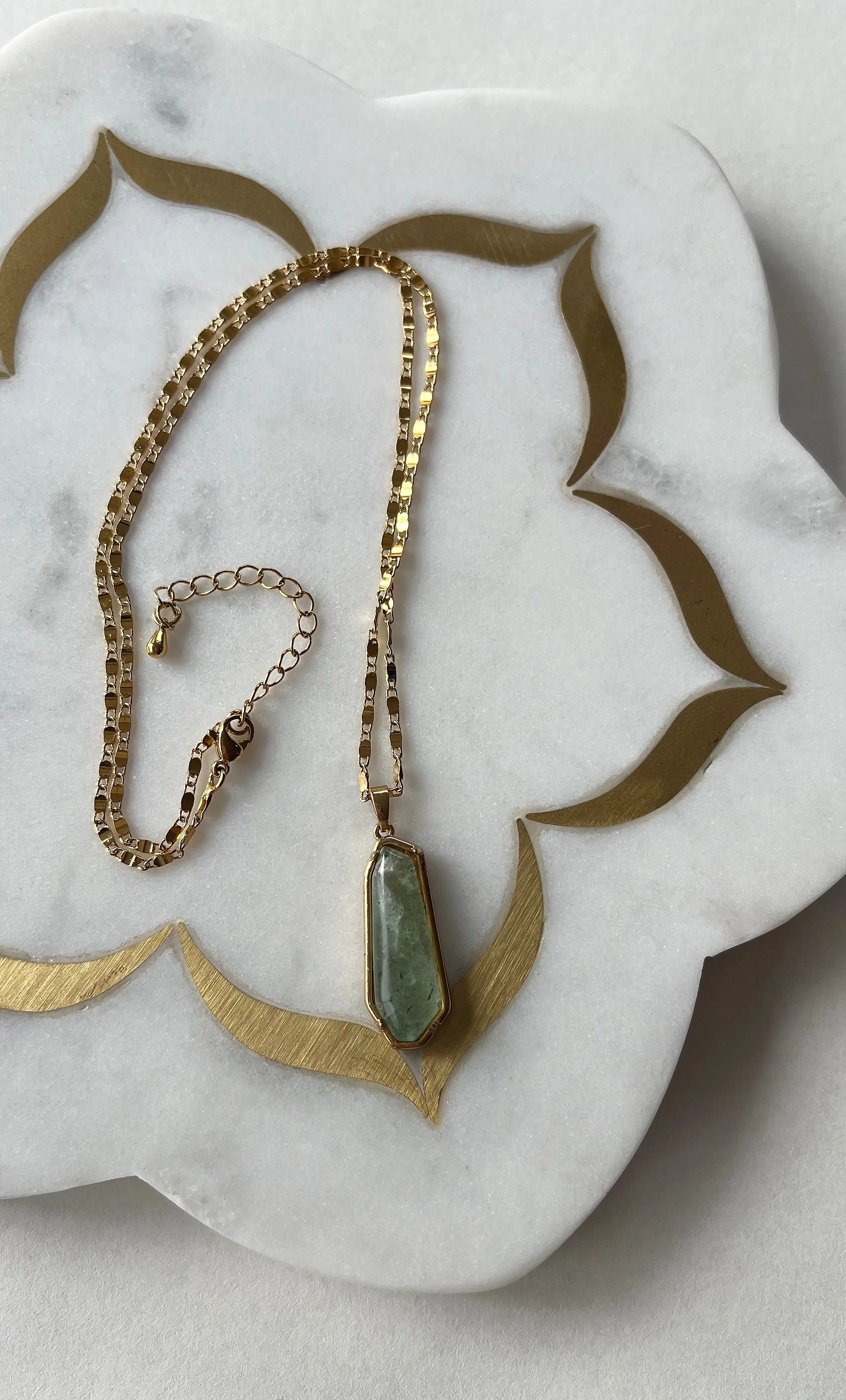 The Tunik Night Ocean Aventurine Pendant Necklace - Gold