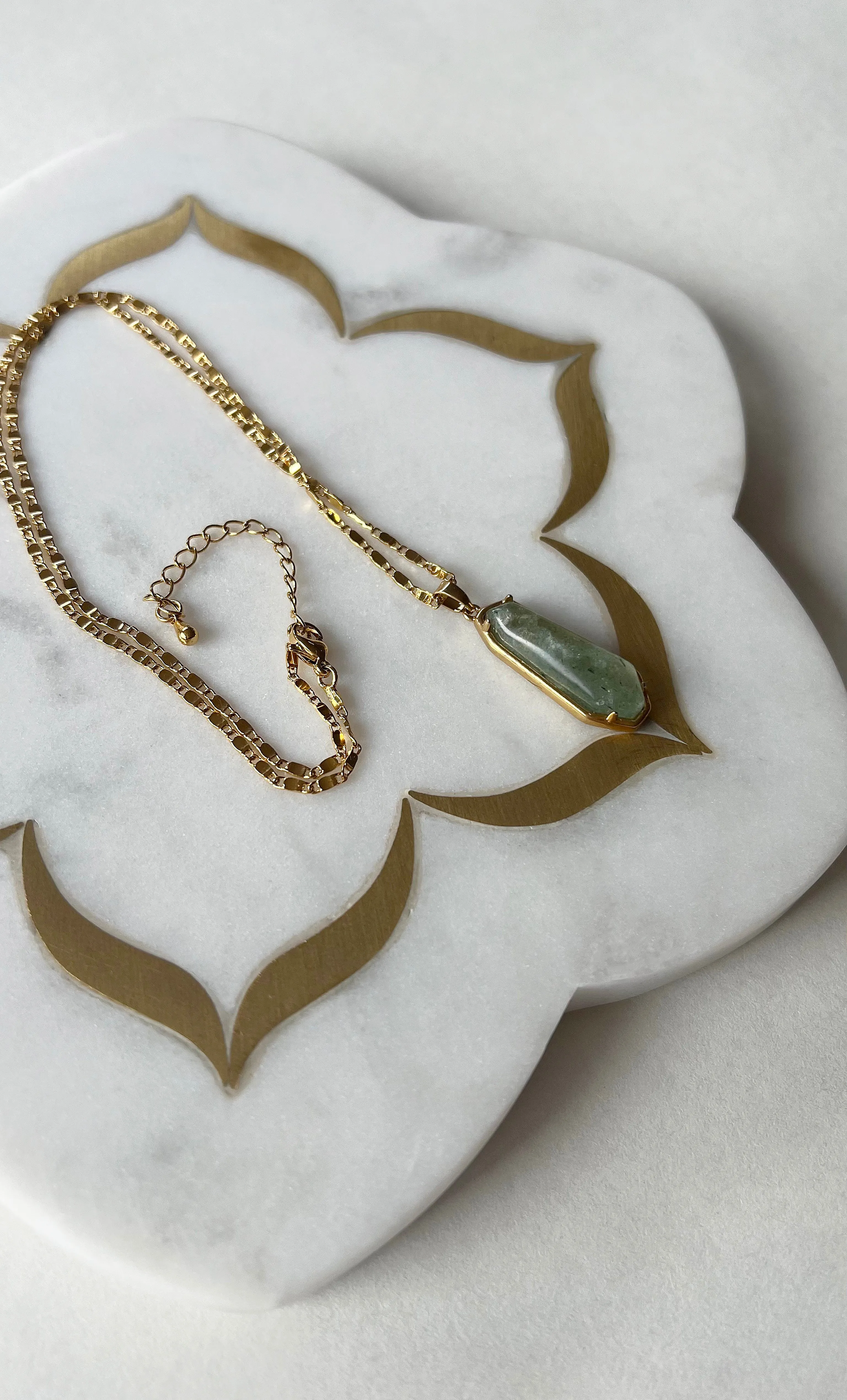 The Tunik Night Ocean Aventurine Pendant Necklace - Gold