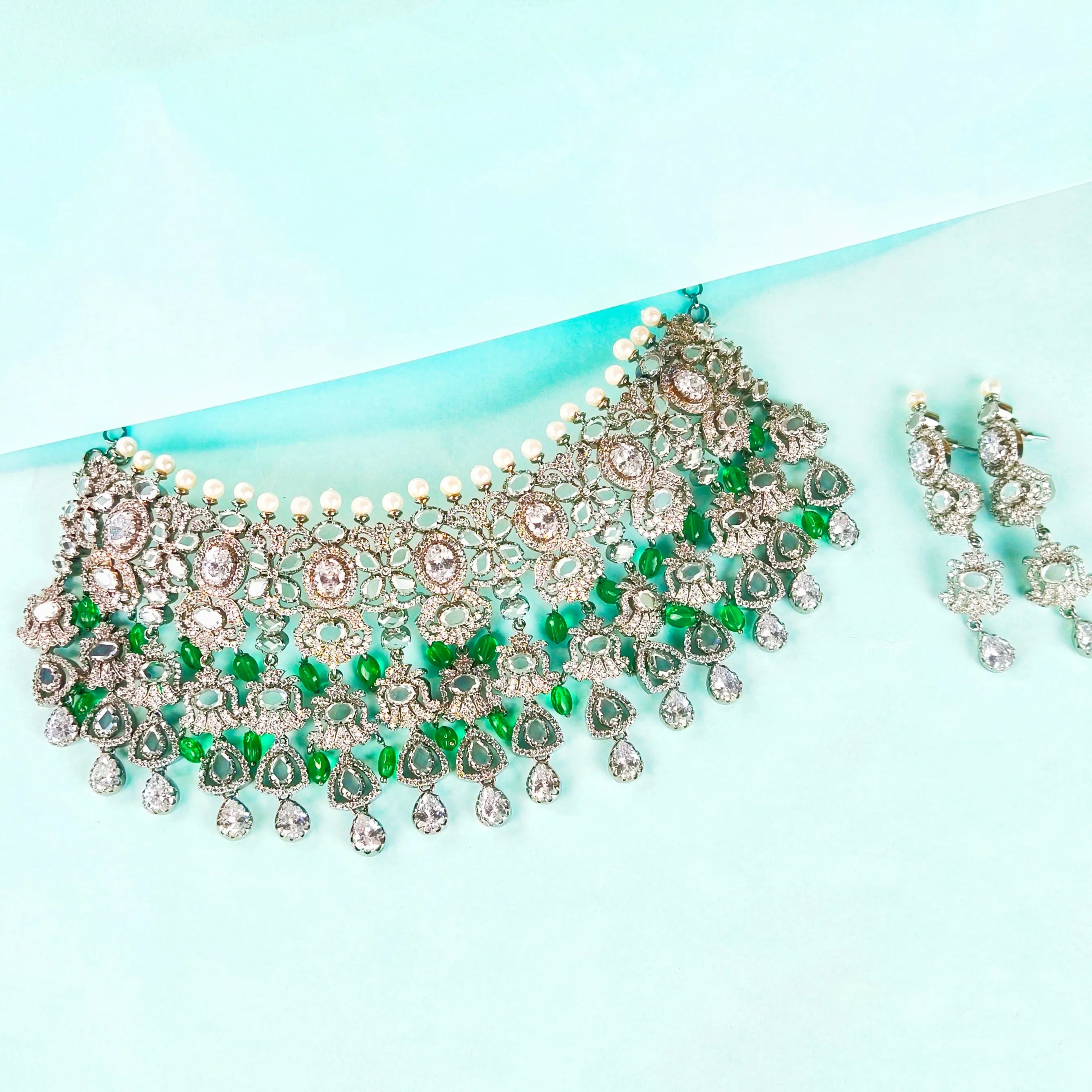 Victorian Cz Diamond Choker Set By Asp Fashion Jewelleryl