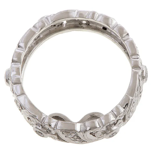 Vintage Patterned Diamond Eternity Band, Size 7