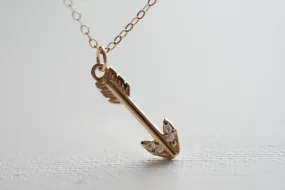 Wholesale Gold Arrow Necklace - tip with crystals,22k gold Arrow, Dainty Arrow Necklace, Crystal Arrow Necklace,bow and arrow