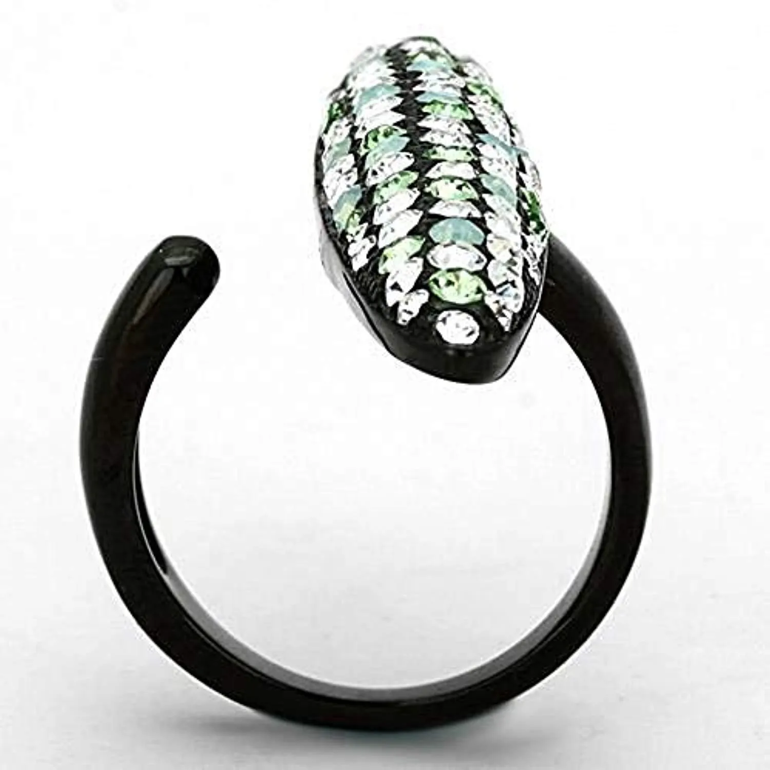 WildKlass Stainless Steel Cuff Ring IP Black Women Top Grade Crystal Multi Color