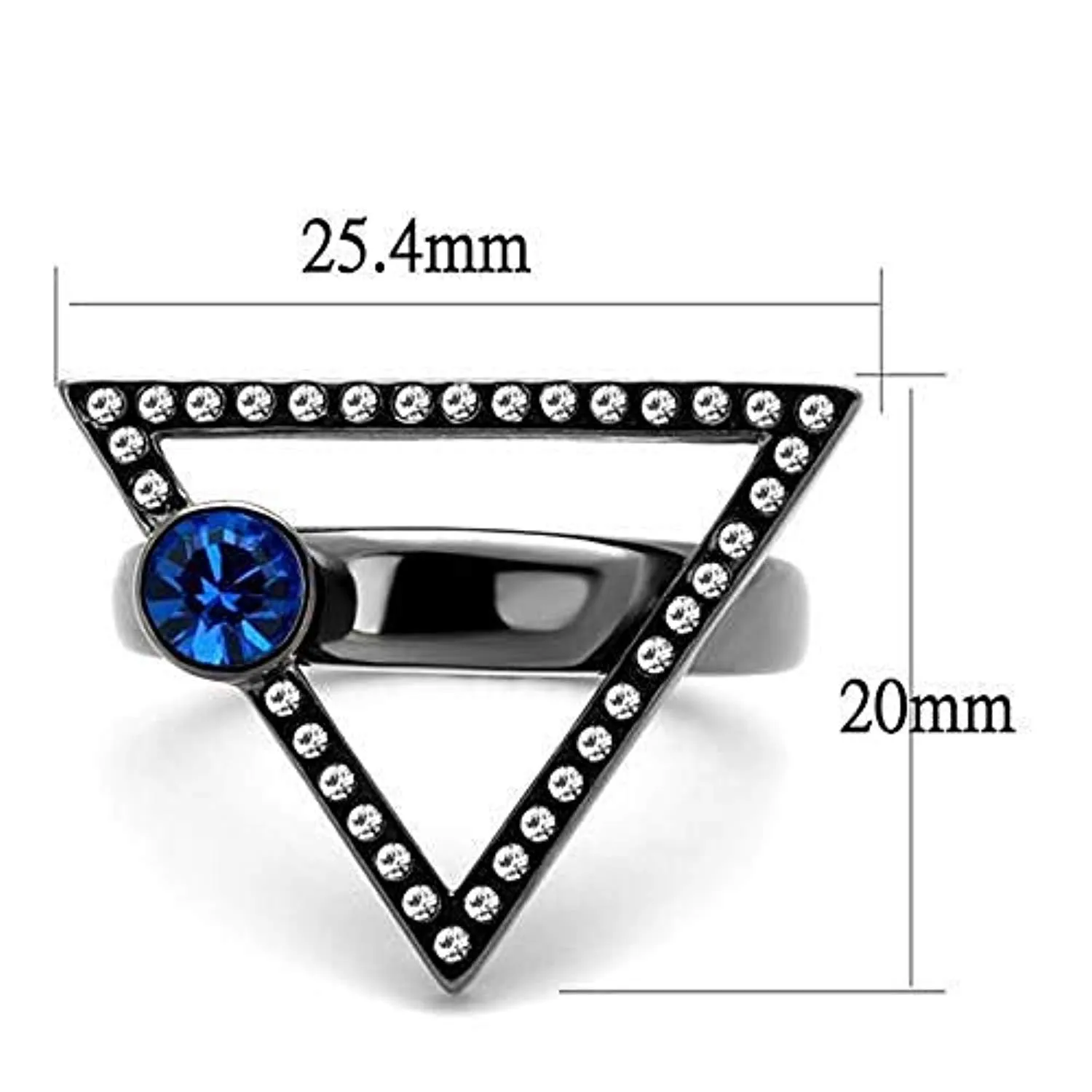 WildKlass Stainless Steel Ring IP Light Black (IP Gun) Women Top Grade Crystal Capri Blue