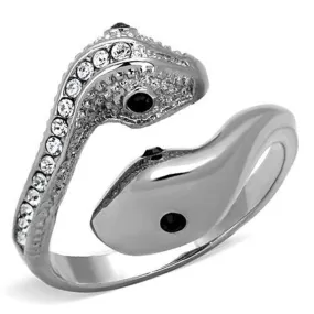 WildKlass Stainless Steel Snake Ring High Polished (no Plating) Women Top Grade Crystal Jet