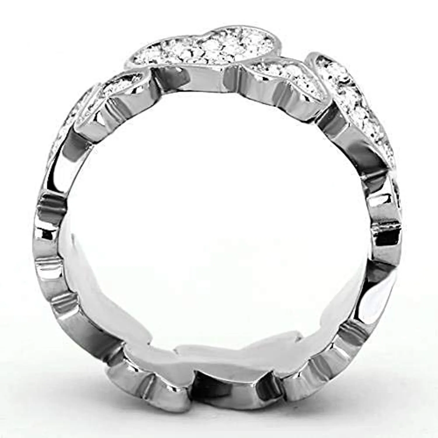 WildKlass Stainless Steel Valentine's Day Ring High Polished (no Plating) Women Top Grade Crystal Clear