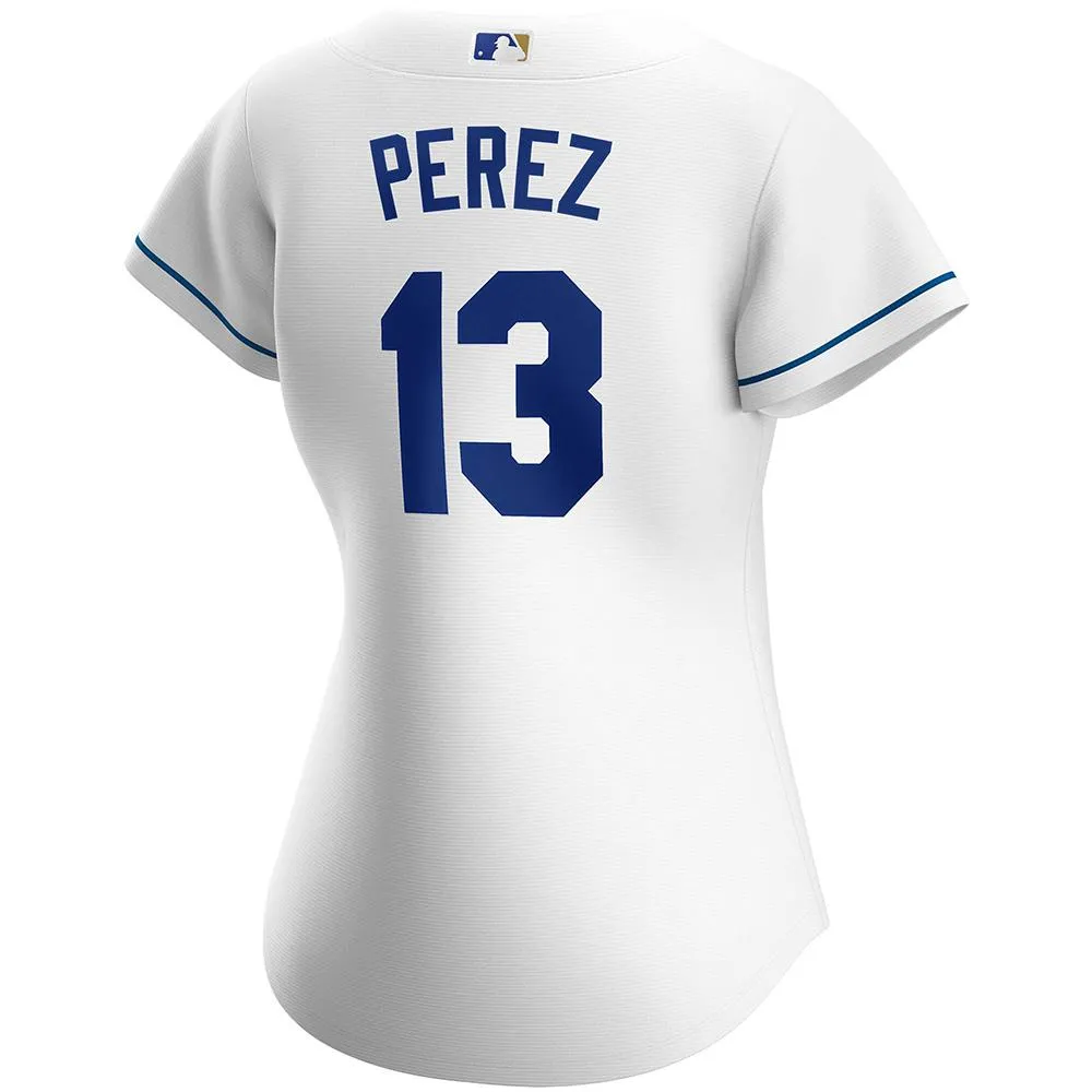 Womens Kansas City Royals Salvador Perez Cool Base Replica Jersey White