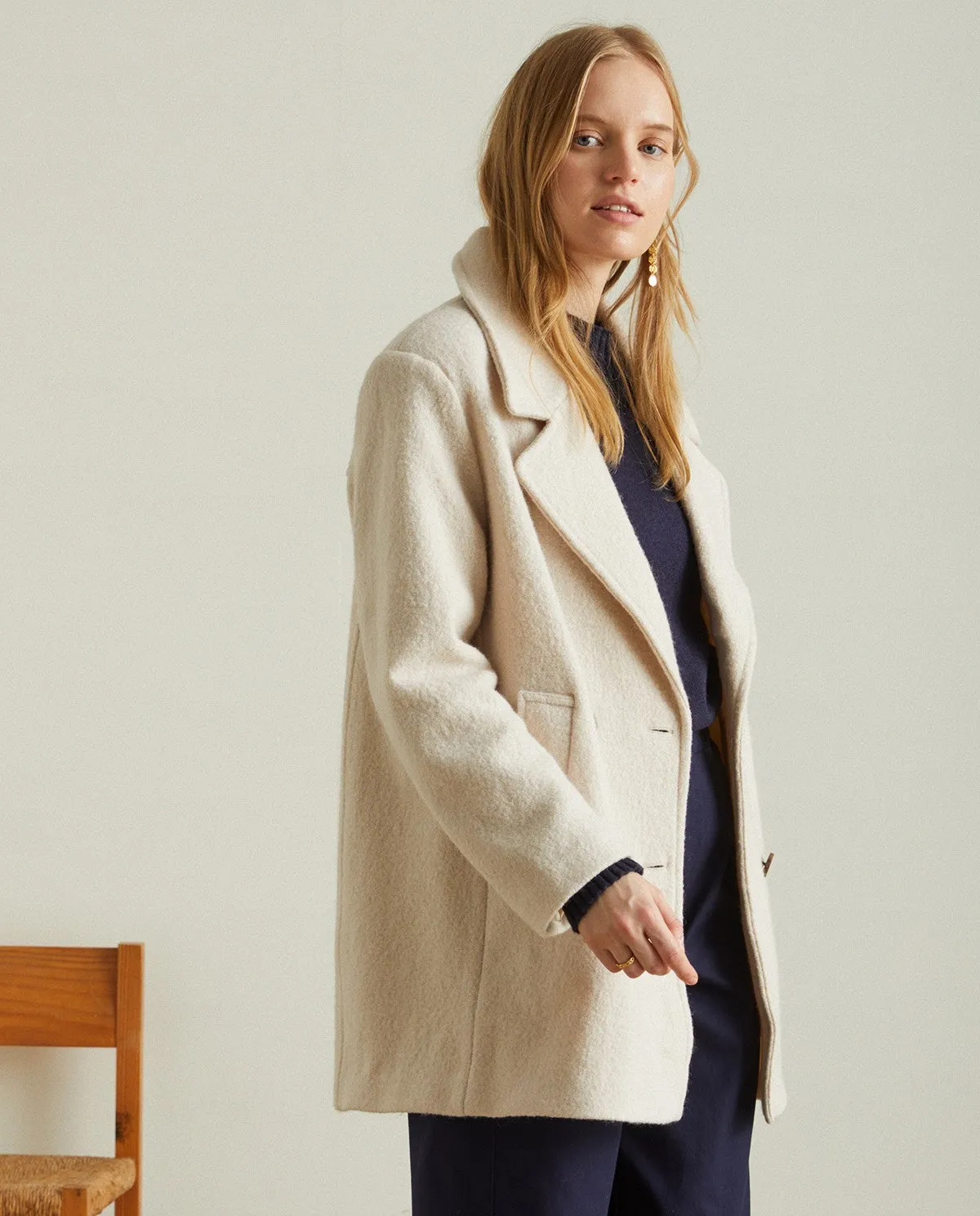 Wool midi cream coat by YERSE